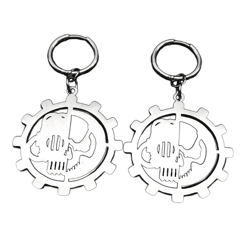 Unique Stainless Steel Greek Letter Earrings Featuring Wheel Pendant Accent