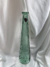 Vintage Empoli Genie Bottle Decanter Bamboo Drip Wax Green Mid Century Modern