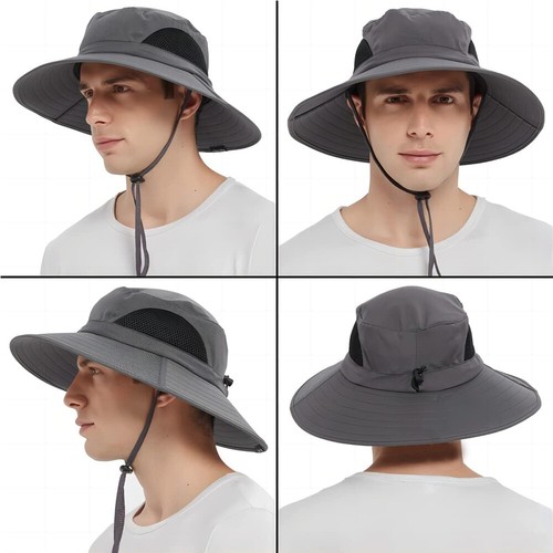 Hombres Mujeres Sombrero para el Sol Ala Ancha Gorra Cubo Protección UV para Senderismo Pesca Camping - Imagen 9 de 12