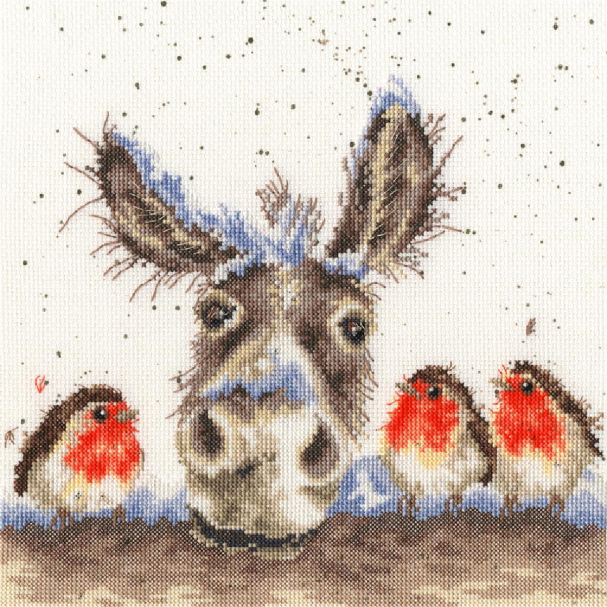 Bothy Threads counted cross stitch Kit ""Christmas Donkey"", 26x26cm, XHD39