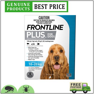10kg-20kg - 6x1.34ml pipe merial frontline Plus for dogs - australia (9327073001705)