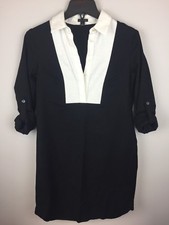 Ann Taylor Dress Cotton and Spandex Black with White collar Size 2
