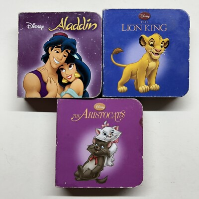 Disney Mini Board Books Bundle Lot of 3 Aladdin Lion King The Aristocats