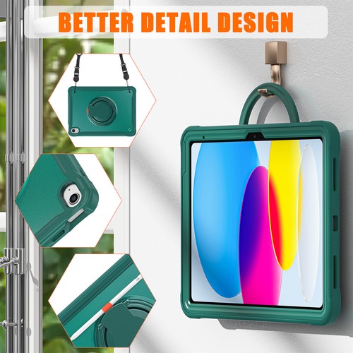 Shockproof Transparent Handle Stand Case for iPad 10th 10.9" (2022)/iPad 11" A16 - Picture 18 of 71