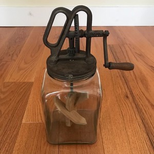 VTG-Dandy-Butter-Churn-with-Wooden-Paddle-Hazel-Atlas-4-Gallon-Glass-Jar