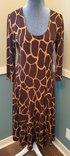 Vintage Giraffe Print Flowing Flare Dress by evovorro - Women's Size Medium M