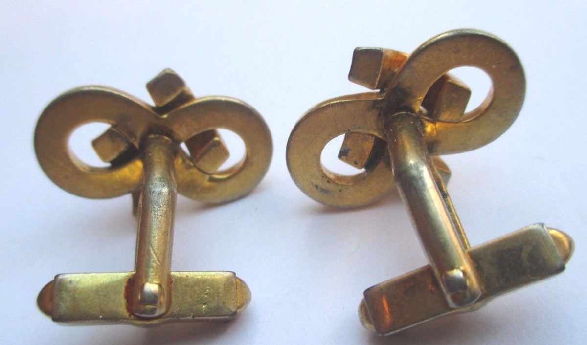 Boutons De Manchette Vintage Homme Tibi – Design En Relief Couleur Or, Référence 2374, état Impeccable