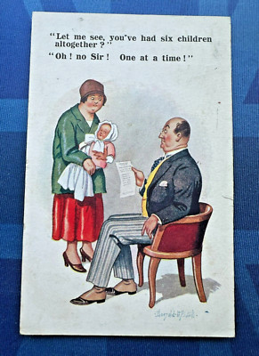 Donald McGill Milton Comic Postkarte 1925 DU HATTEST INSGESAMT 6 KINDER Nr. 2514