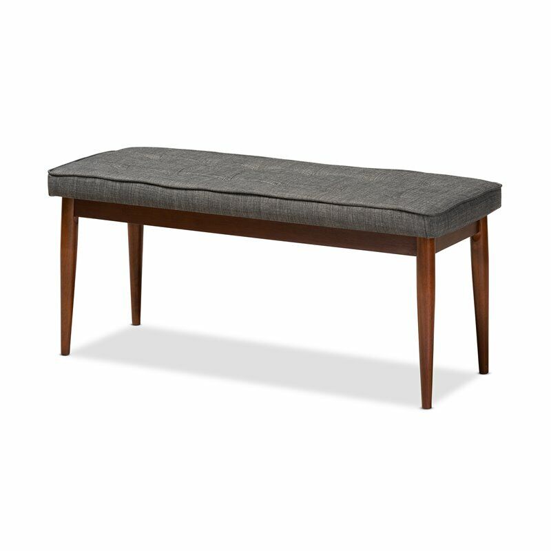 Baxton Studio Itami Upholstered Wood Bench in Dark Gray and Medium Oak