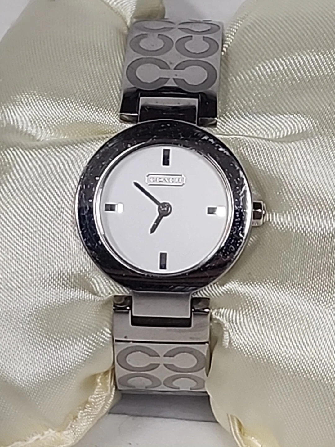 Orologio Donna Coach 14501244 Delancey Quadrante Bianco Acciaio Inox Potrebbe Bisogno Batt