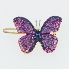 USA BUTTERFLY Hair Clip Hairpin use Swarovski Crystal Elegant Unique Purple 7
