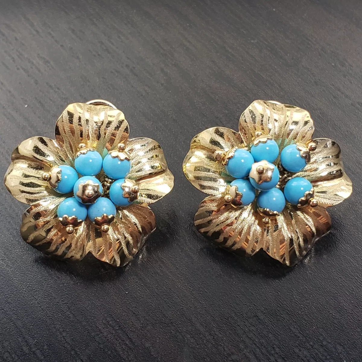 Turquoise flower earrings outlet