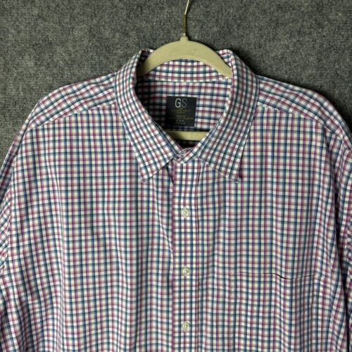 GS Dress Shirt Men's 20 35/36 Multi Color Check Cool & Dry Classic Fit Button Up