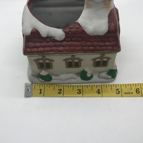 Geerlings Greenhouses Ceramic Cottage House Snow planter Holiday Decor 5”x5”x4” - Picture 7 of 22