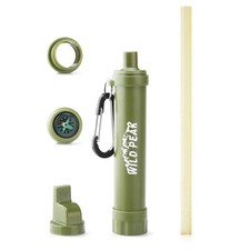Wild Peak Stay Alive-2 Water Filter Survival Straw with Whistle, Mirror, Compass