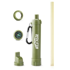 Wild Peak Stay Alive-2 Water Filter Survival Straw with Whistle, Mirror, Compass