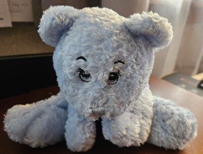 Super Cute Stuffed Soft Blue Bear Plush Floppy Stuffed Plush No Buttons 10 in