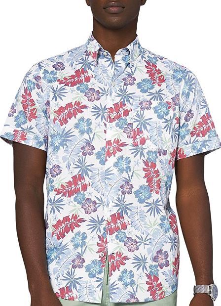 IZOD Мужская рубашка с коротким рукавом в тропиках красный мульти размер X-Large 6590₽