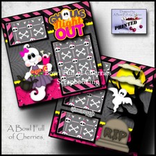 GHOULS NIGHT OUT 2 pre-made pages paper piecing layout Halloween BY CHERRY 0024