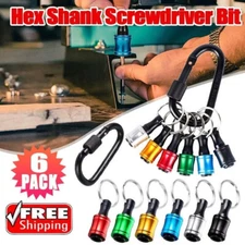 6PCS 1/4" Hex Shank Quick Release Keychain Screwdriver Drill Bit Holder Bit Set