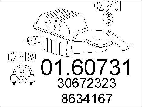Silencieux arriere Volvo V70 II 2.4 T pot echappement de rechange pour routiere