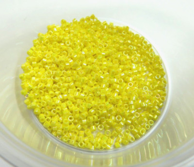 11/0 DELICA ~ OP YELLOW AB ~ DB 160 ~ 7 Grams ~ MIYUKI GLASS SEED BEADS