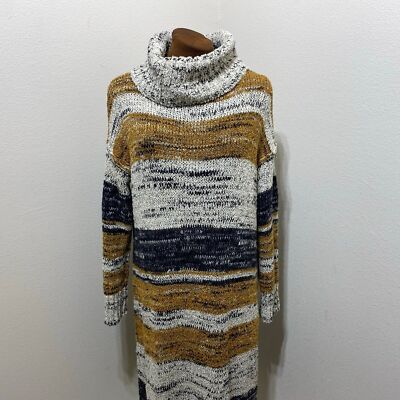 Free People FP Beach Chunky Knit Sweater long Oversized Dress Brown Striped  Smal | eBay