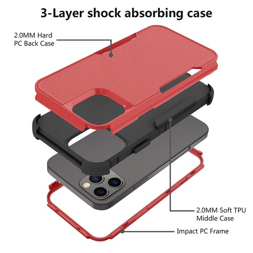 for iPhone 13 Pro 6.1" Case Tough Anti-Slip Hybrid Shockproof Cover+PrTool - Picture 12 of 39