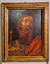 Dipinto Antico Olio su Tela San Paolo XVII-XVIII Secolo - Cornice Dorata