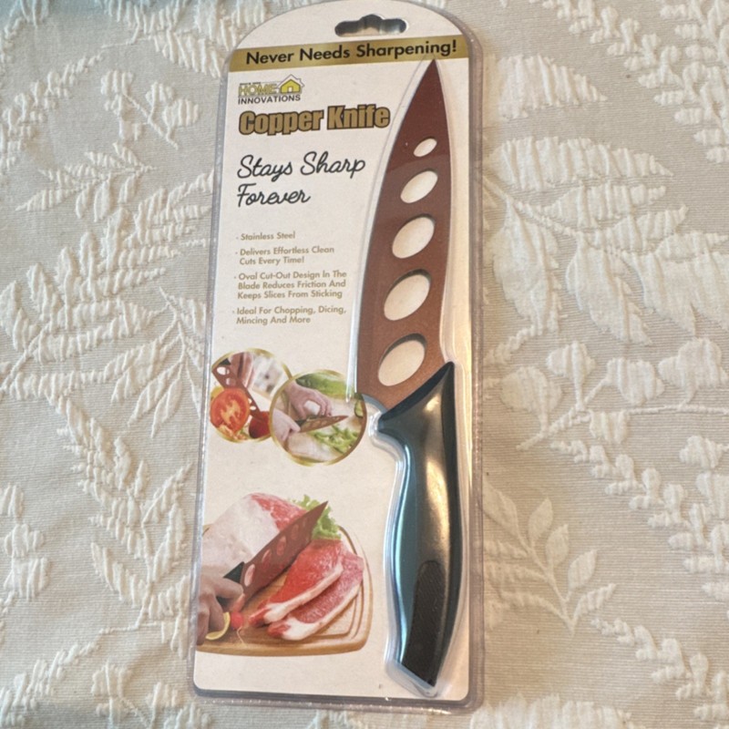Home Innovations Copper Chef's Knife Never Needs Sharpening Stainless Steel