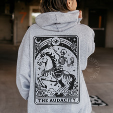 The Audacity Tarot Card Witchy Hoodie Gothic Occult Sweatshirt Halloween Spooky