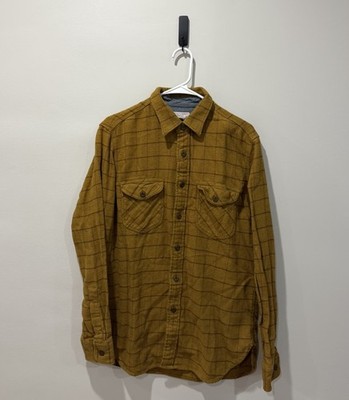 Wallace & Barnes Gold Windowpane Button Up Flannel Shirt K2562 Men's Size Medium