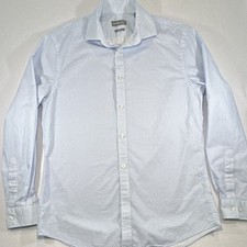 Michael Kors Slim Fit Blue/White Geometric Dress Shirt 15.5 32/33