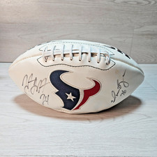 Autographed Houston Texans Logo Wht Football #24 Jonathan Joseph #76 Duane Brown
