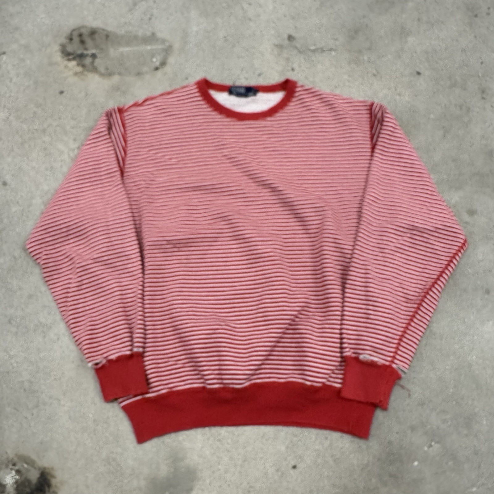 Polo Ralph Lauren vintage felpa a righe rosso bianco rosso pony anni 90