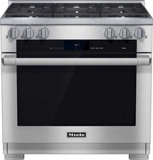 Miele HR19342G  36" Dual Fuel Range 6 Burners - Natural Gas - Stainless Steel