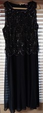 Navy Sequin  Beaded Gown w/Long Scarf 24W - Mother Of The Bride By JKara