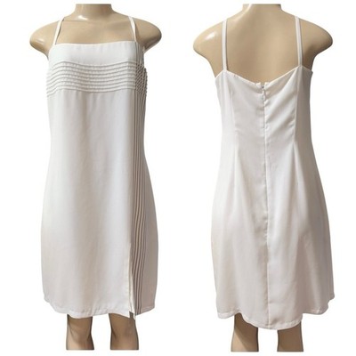 La Perla White Pleated Strappy Sheath Dress Made in Italy Size 46 (US 10)