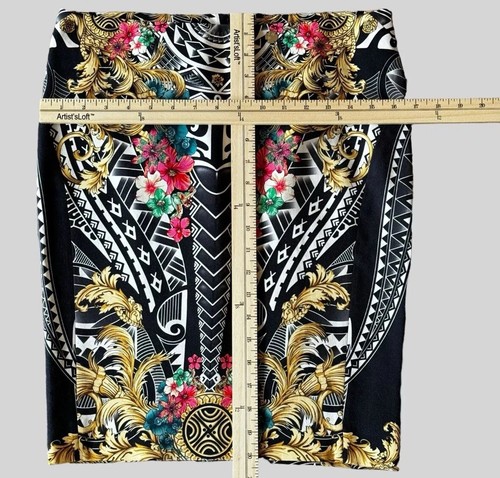 Falda Versace Mujer 42 Negro Dorado Barroco Floral Lápiz Medusa Botón Bulgaria - Imagen 6 de 8