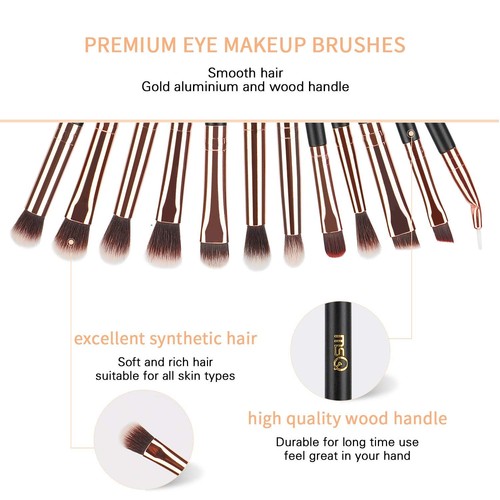 MSQ Eye Makeup Brushes 12pcs Rose Gold Eyeshadow Set - Picture 3 of 7
