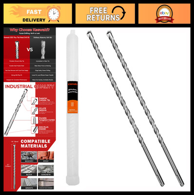 2-Piece SDS Plus Rotary Hammer Drill Bit Set - 1/4'' x 12'' Concrete & Masonry Bit