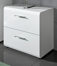 Waschbeckenunterschrank Waschtisch Badschrank Weiß Hochglanz Schubkästen Cover
