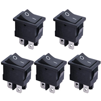 5Pcs Snap-In DPST Rocker Switch Toggle Power On-Off 4 Pin AC 250V 6A 125V 10A