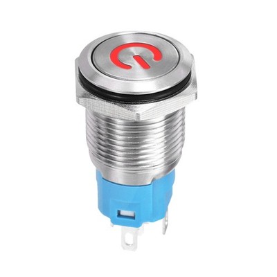 5/8'' Latching Push Button Switch Flat Head 250V With Red Light