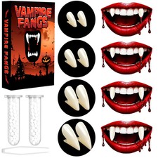 Fake Vampire Teeth Fangs Adult - 4 Pairs Realistic Vampire Fangs for Cosplay Mak