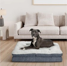 Kirkland Signature Dog Bed Blue Pillow Top Gusseted Non-Skid Plush Lounger