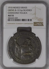1910 MEXICO GROVE-B-121bp SILVERED CERVECERIA TOLUCA BRASS ***TOP POP***