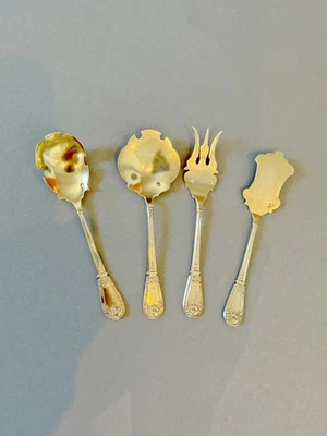 couverts à hors d'oeuvre décoration noeud en argent massif vermeil minerve - Photo 1/4