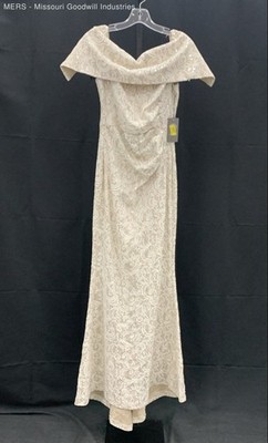 Vince Camuto Womens White Tan Floral Lace Off Shoulder Gown Dress Size 6 |  eBay