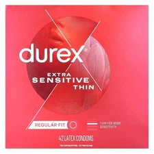 Extra Sensitive Thin, Regular Fit, 42 Latex Condoms